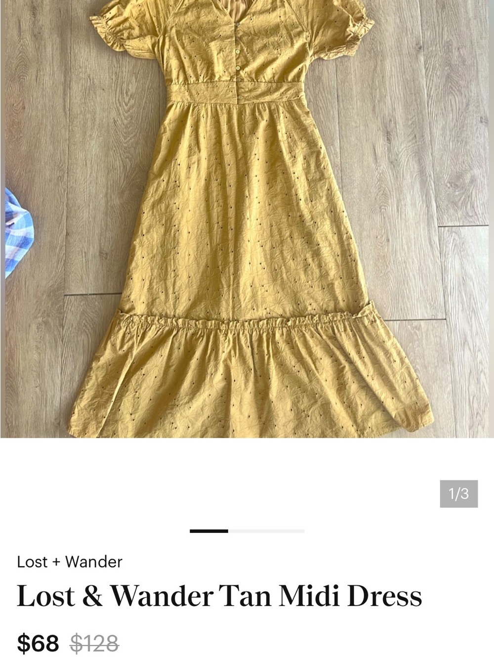 Lost + Wander Mustard Eyelet Midi Dress - Picture 10 of 10